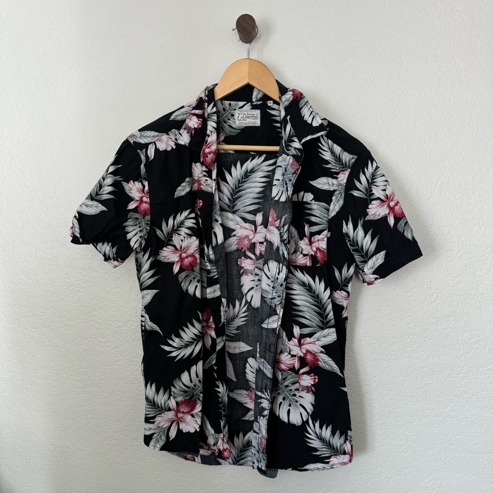 7 diamond button up casual shirt floral design